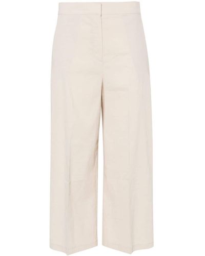 Theory Good Crunch Wide-leg Cropped Trousers - Natural