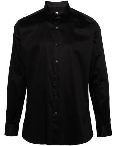 Karl Lagerfeld Camisa de popelina con ribete de satén - Negro