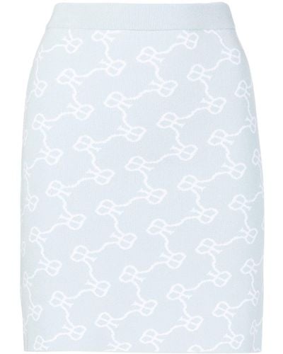 ROKH Monogram-pattern Knitted Skirt - Blue