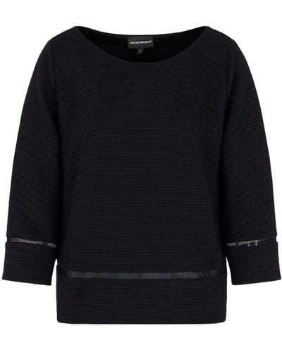 Emporio Armani Ottoman Mesh-insert Sweater - Black
