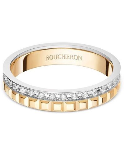 Boucheron 18kt Yellow And White Gold Quatre Radiant Edition Clou De Paris Diamond Wedding Band - Metallic