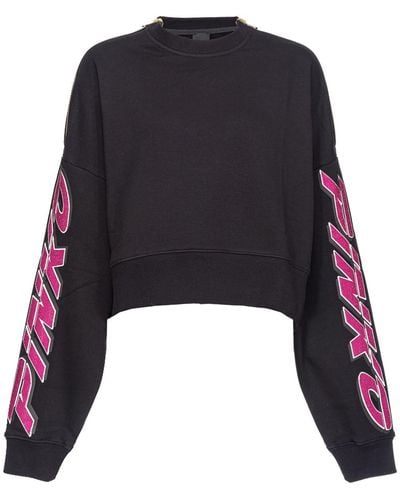 Pinko Rhinestone-embellished Cropped Sweatshirt - Black