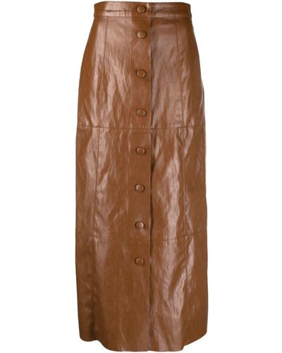 FEDERICA TOSI Long-length Faux-leather Skirt - Brown