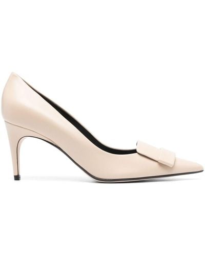 Sergio Rossi Sr1 85mm Leather Court Shoes - Natural