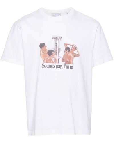 Carne Bollente Sounds Gay, I'm In Cotton T-shirt - White