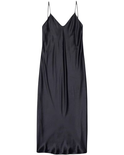 Balenciaga Crinkled Silk Slip Dress - Blue