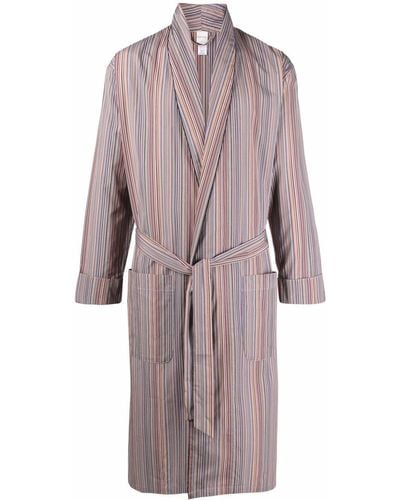 Paul Smith Vertical Stripe Belted Robe - Red