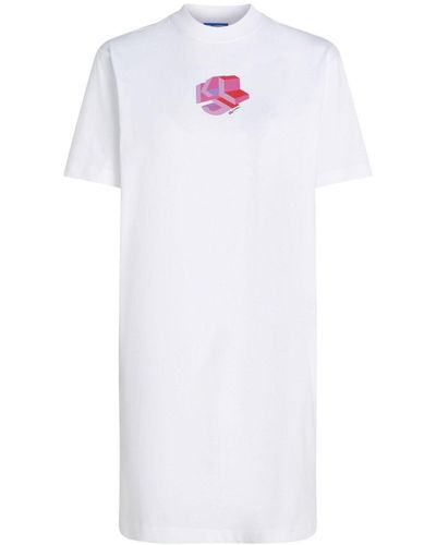 Karl Lagerfeld T-Shirtkleid mit Monogramm-Print - Weiß
