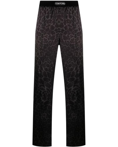 Tom Ford Pyjama-Hose mit Leoparden-Print - Schwarz