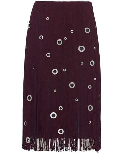 Prada Falda midi con flecos - Morado