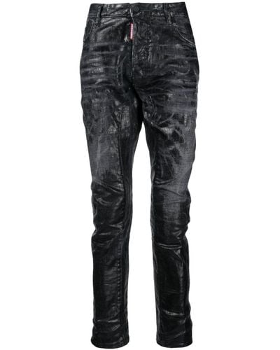 DSquared² Logo-patch Slim-fit Jeans - Grey