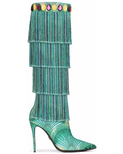 Dolce & Gabbana Stiefel mit metallischen Fransen - Grün