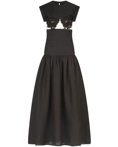 Silvia Tcherassi Hanane Organic Linen Maxi Dress - Black