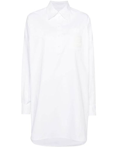Moschino Robe-chemise en coton biologique à patch logo - Blanc
