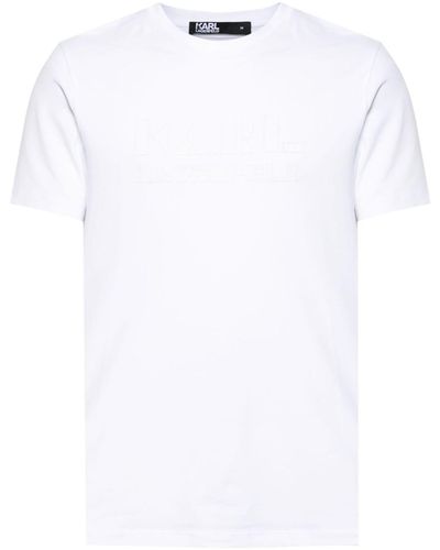 Karl Lagerfeld T-Shirt mit gummiertem Logo - Weiß