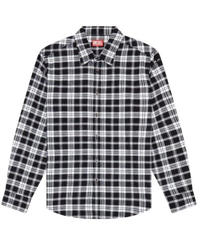 DIESEL S-umbe-nw Checked Cotton Shirt - Black