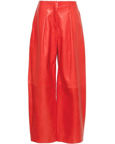 Jacquemus Ovalo wide-leg leather trousers - Rot