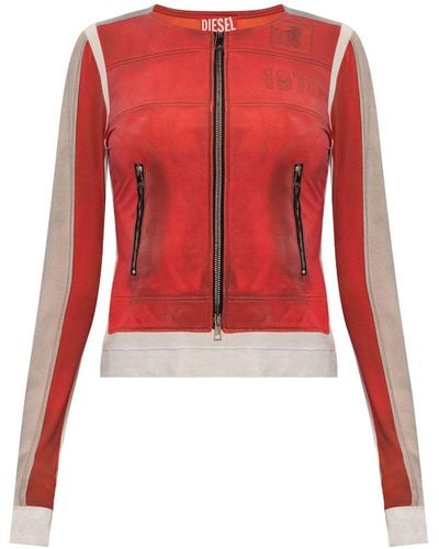 DIESEL Faux Jacket Long-sleeve Top - Red