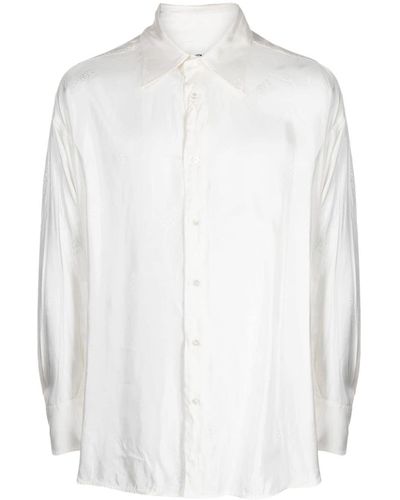 MM6 by Maison Martin Margiela Logo-print Satin Shirt - White