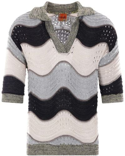 VITELLI Wave-pattern Knit Top - Grey