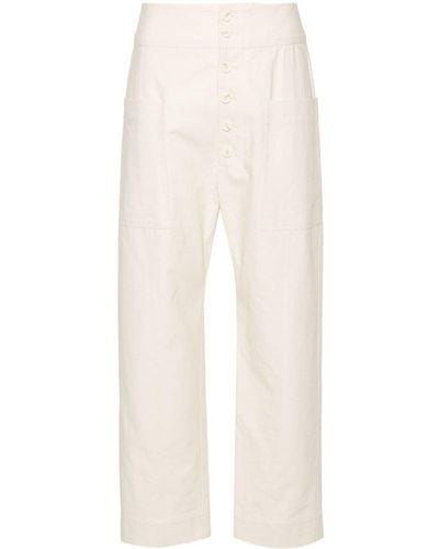 Plan C High-waist Tapered Pants - White