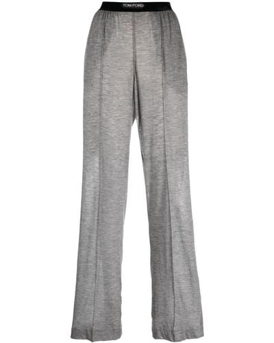 Tom Ford Logo-waistband Cashmere Track Trousers - Grey