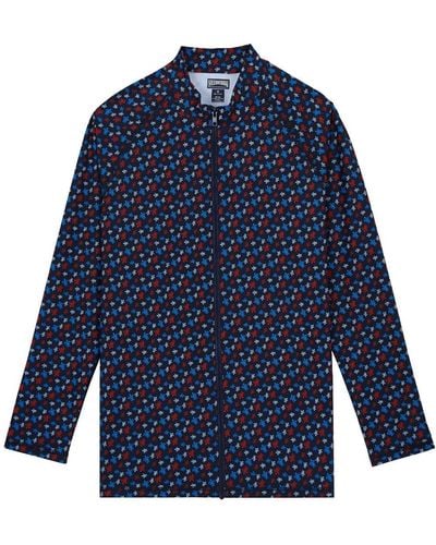 Vilebrequin Logo-print Zip-up Shirt - Blue
