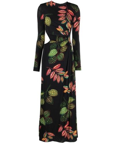 Elie Saab Floral-print Cut-out Dress - Green