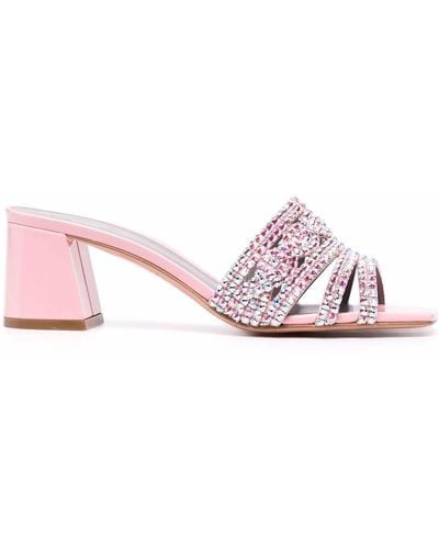Gina Crystal-embellished Leather Mules - Pink