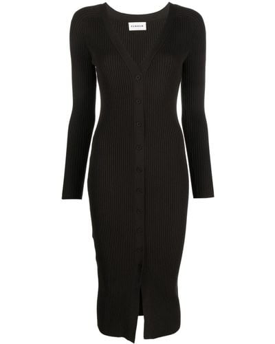 P.A.R.O.S.H. Ribbed-knit Button-up Midi Dress - Black