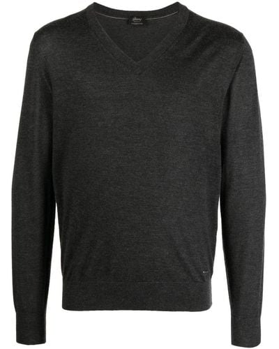 Brioni Cashmere V-neck Sweater - Black