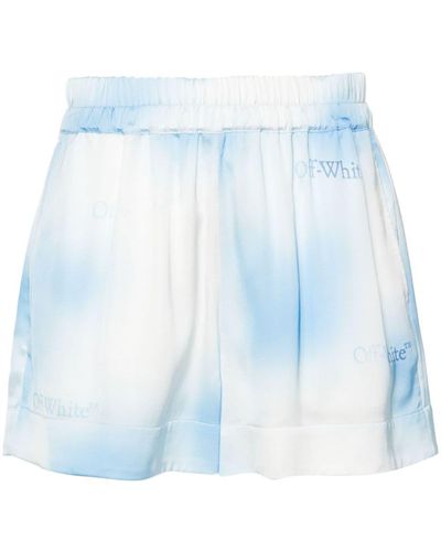 Off-White c/o Virgil Abloh Logo-print Gradient Shorts - Blue