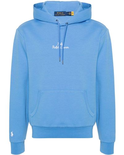 Polo Ralph Lauren Logo-embroidered Cotton Hoodie - Blue