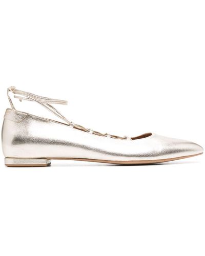 Claudie Pierlot Metallic Leather Ballerina Shoes - Natural