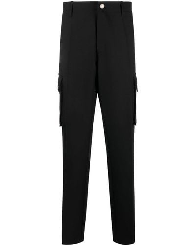 Versace Pantalon droit en laine à poches cargo - Noir