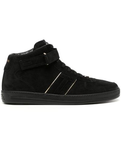 Tom Ford Suede Logo-plaque Sneakers - Black