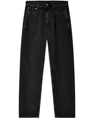 Hed Mayner Straight Jeans Met Geplooid Detail - Zwart