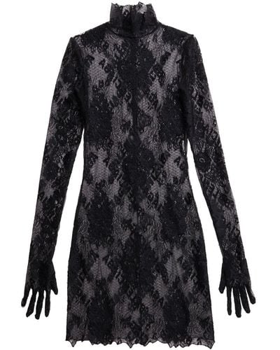 Balenciaga High-neck Lace Minidress - Black