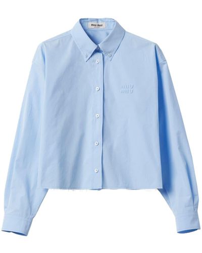 Miu Miu Hemd mit Logo-Print - Blau