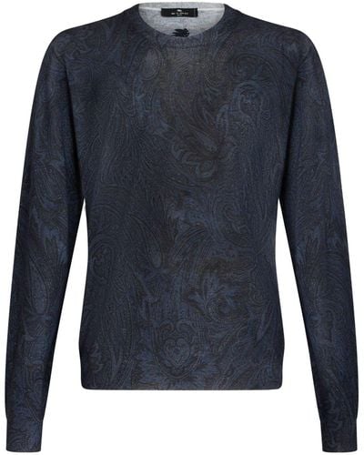 Etro Maglione con stampa paisley jacquard - Blu