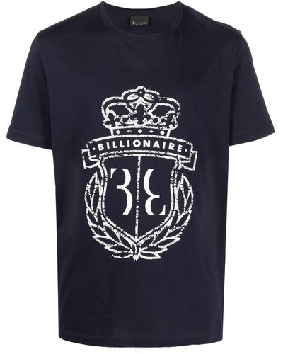 Billionaire T-Shirt mit Logo-Print - Blau