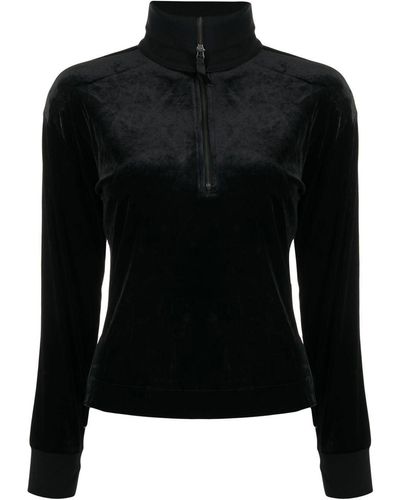Spanx Velvet Half-zip Sweatshirt - Black