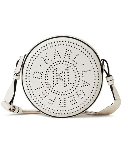 Karl Lagerfeld K/circle Perforated-logo Crossbody Bag - Metallic