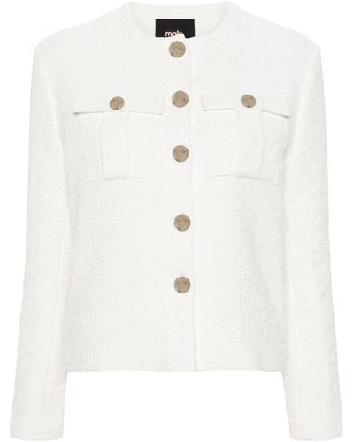 Maje Chain-detail Tweed Jacket - White