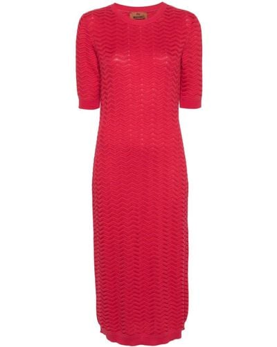 Missoni Chevron-Knit Cotton-Blend Dress - Red