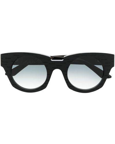 Yohji Yamamoto Perforated-detail Oversize-frame Sunglasses - Black