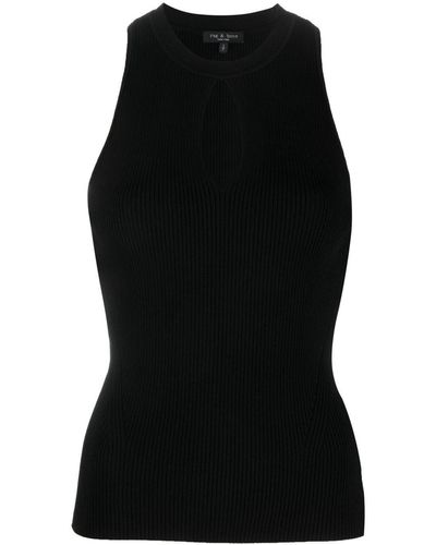 Rag & Bone Top sin mangas con cuello redondo - Negro