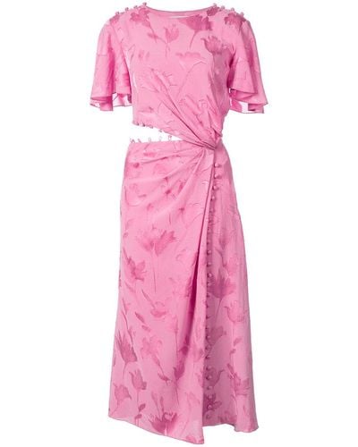 Prabal Gurung Flutter Sleeve Side Cut-out Dress - Pink
