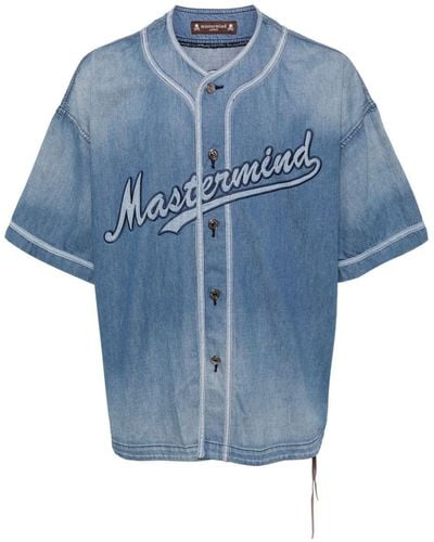 Mastermind Japan Logo-appliqué Denim Baseball Shirt - Blue