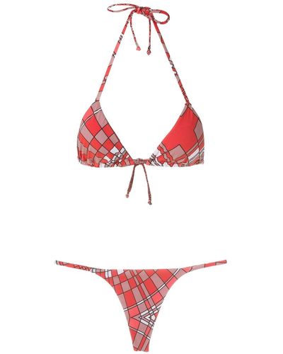 Amir Slama Bikini tipo triángulo Geométrico - Rojo